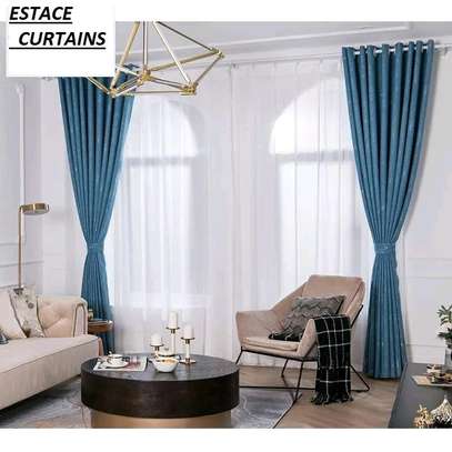 PLAIN BLUE AND PRINTED CURTAINS image 2