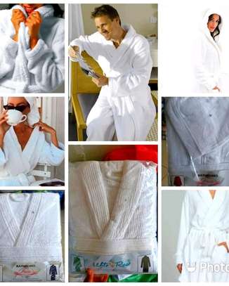White cotton bathrobes image 2