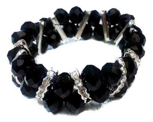 Womens Black Crystal Bracelet and earrings image 1