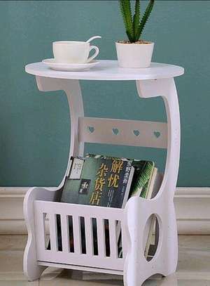 Multi-purpose bedside/balcony/magazine holder/coffee/living room white round table image 2