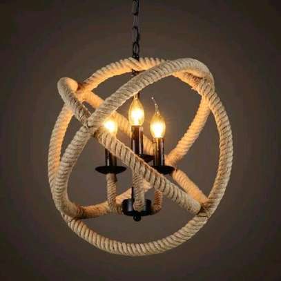 Vintage, Hemp Rope, 3 bulb Chandelier*✨💫 image 1