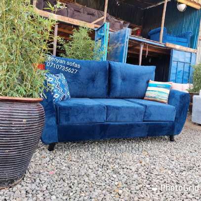 3 seater modern Blue sofa fitted with springs image 1