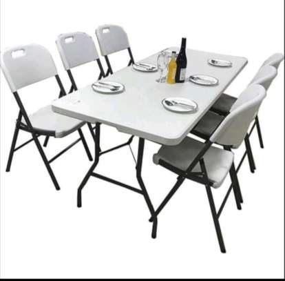 6-Piece Folding Table and Chair Set Black Frame image 1