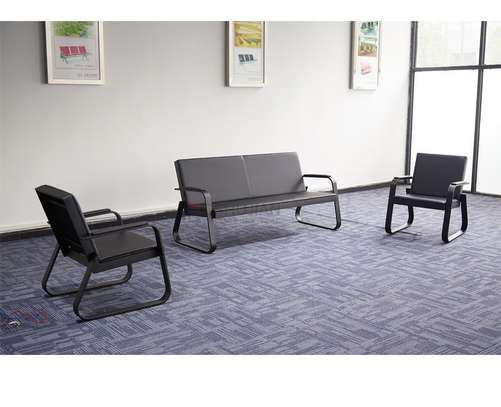 Black Fabric 5 Seaters Sofas For Reception image 10