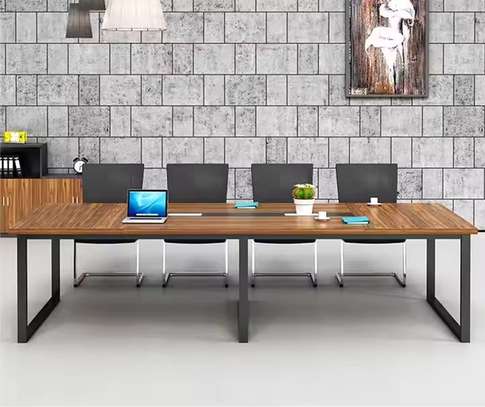 Metal Frame Wooden Boardroom Table image 6