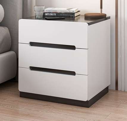 White Wooden Nordic Style Side Bedroom Cabinet image 6