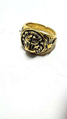 Gold Tone Engraved thick ring image 2