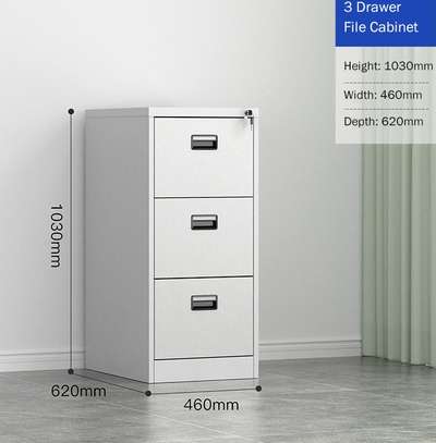 Office cabinet: 3-drawer steel office filing cabinet image 2