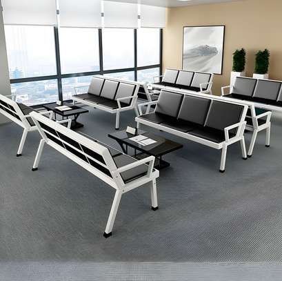 Leather Reception 3-Link Office Bench image 13