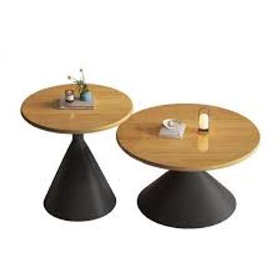 2 Pcs Brown Wooden Tops Living Home Coffee Table Set image 14
