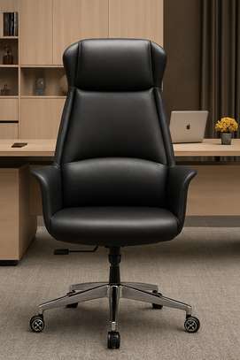 Office Chair: High Back Executive Chair With Curved Armrest image 1