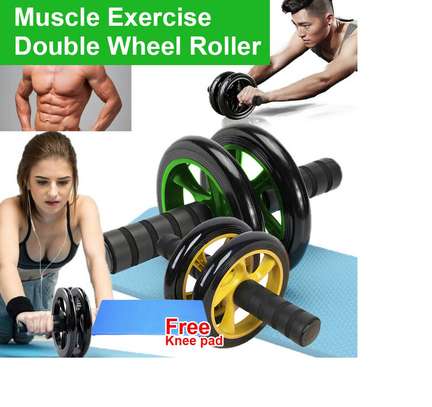 Abdominal Waist Workout Gym Exercise Fitness Wheel Roller Wheels + Free Knee Pad image 1
