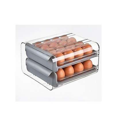 32 Grid Egg Tray Holder Double-Layer Fridge Drawer Storage image 1
