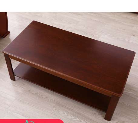 Brown Wooden Rectangular Center Coffee Table image 3
