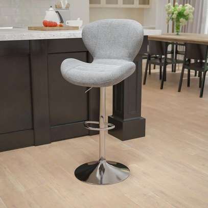 Barstool: Fabric Upholstered Swivel Barstool, Sleek Finish image 5