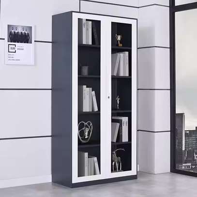 Sleek Modern White & Gray 2 Door Cabinet image 2