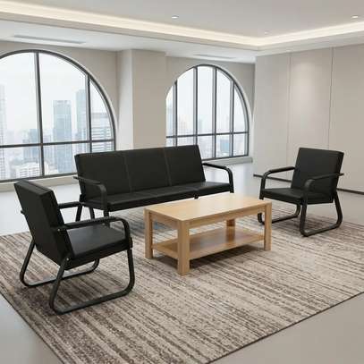 Leather Reception 5 Person Office Sofa image 2