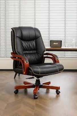 High Back Solid Wood Executive Office Chair image 6