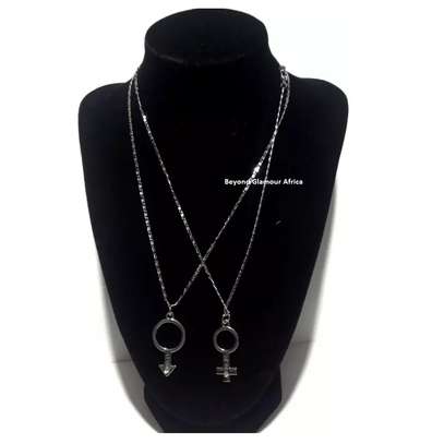 Male and Female symbol silver necklace image 1