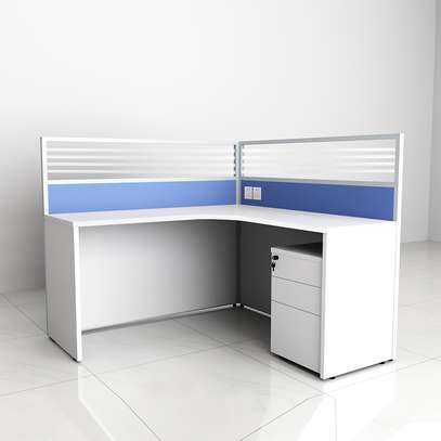 Office Desk: Office Cubicles With Glass Panels & Drawer image 3