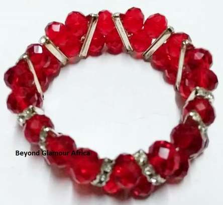 Womens Red Crystal bracelet with maasai shuka earrings image 3