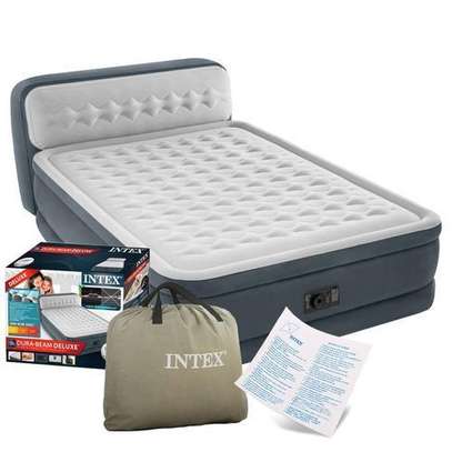 Intex Inflatable Dura-Beam Airbed With Inbuilt Electric Pump with head board -5*6 image 3