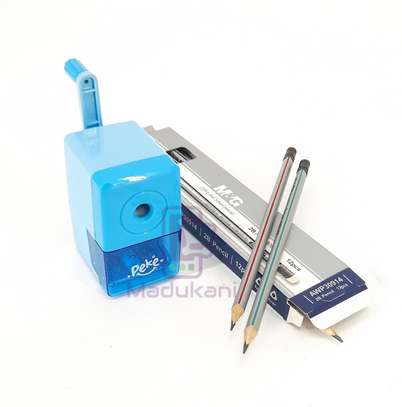12PCS 2B Pencils and Semi Automatic Rotary Pencil Sharpener image 1