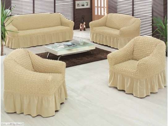 beige stretchable Turkish sofa covers image 1