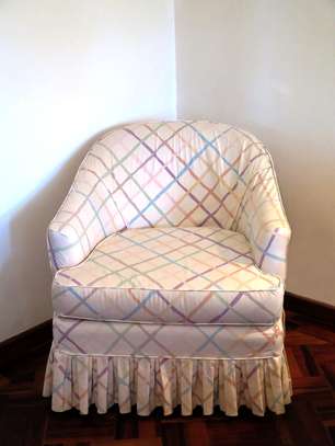 For Sale A Elegant Chintz Upholstered Barrel Arm Accent Tub Chair image 1