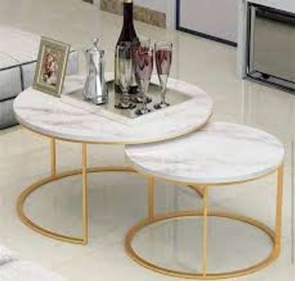 2 Piece Round Marble Top Coffee Tables image 3