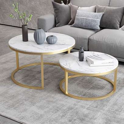 2 Piece White Marble Top Coffee Table image 4