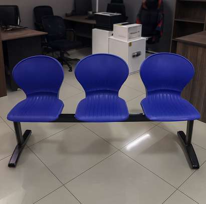 3 Seater Blue Plastic Metal Framed Waiting Bench image 7
