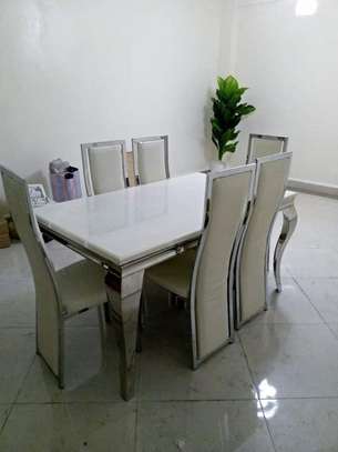 Dining Tables : 6 Seater Marble Top Dining Table image 4