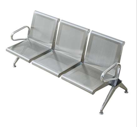 3‑Seater Modern Steel Reception Office Bench image 7