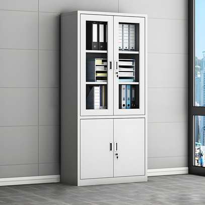 Modern Steel Filing Cabinet with Lock & Glass Doors image 6