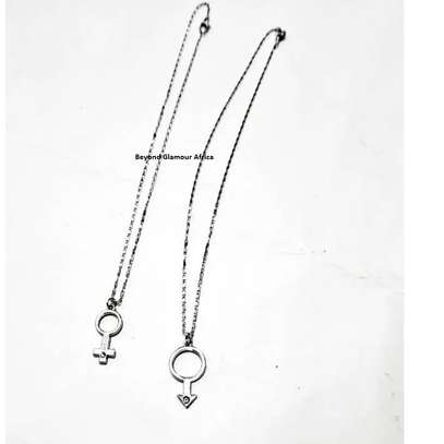 Male and Female symbol silver necklace image 2