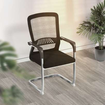 Office Chair: Non-swivel Mid-back Ergonomic Conference Chair image 1
