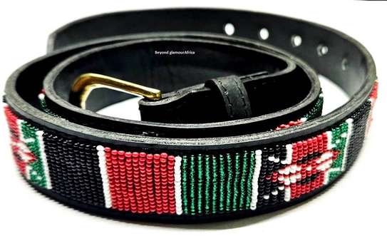 Mes Kenya beaded leather belt with matching scarf image 4
