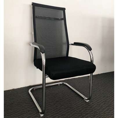 Contemporary Chrome Base Mesh Visitor's Chair image 5