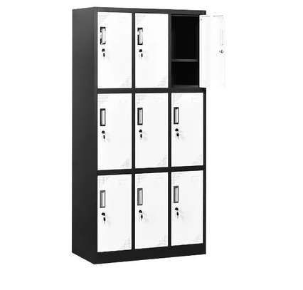 Office Cabinet: 9-Door Grey/White Storage Cabinet image 2