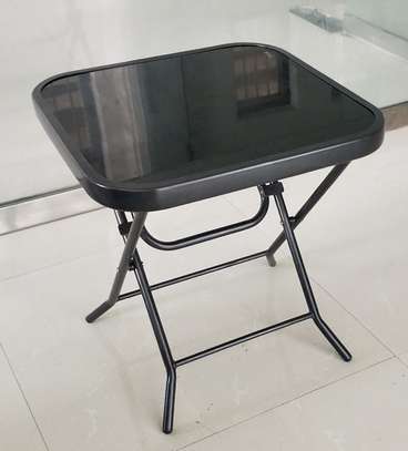 Black Metal Folding Glass Dinning Table image 3