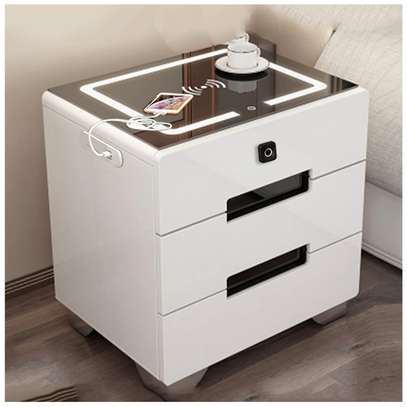 2 Drawer Fingerprint Lock Smart Bedside Table image 1
