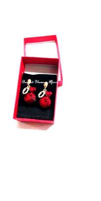 Ladies Red Crystal Necklace & chain Bracelet Combo image 4