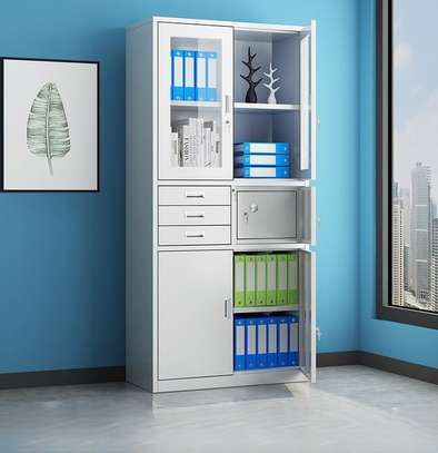 Steel Glass Doors 3 Drawers Office Cabinet With A Safe image 1