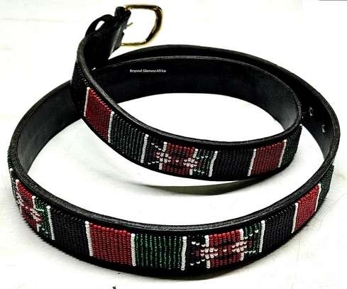 Mes Kenya beaded leather belt with matching scarf image 3