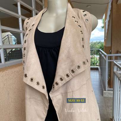 Studded Suede Sleeveless Coat - Size 10/12 image 2