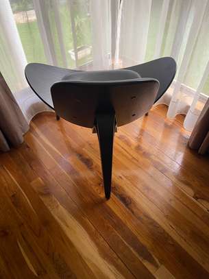 Three Legged Chair Lounge Chair Black Leather image 4