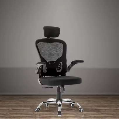 Mesh High-Back Chair with Flip-Up Armrests image 2