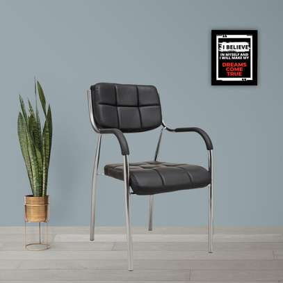 Office seat: Stackable leather catalina chair with amrest image 2