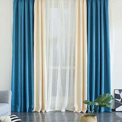Turquoise plain curtain image 1
